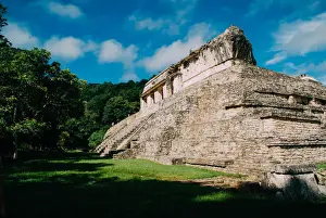 Chiapas Prints: Mayan pyramid in Palenque, Mexico