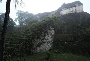 El Peten Prints: Mayan temple ruins in mist, Tikal, Guatemala
