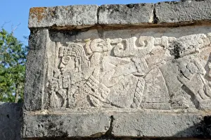 Yucatan Prints: Mayan Warrior Stone Carving