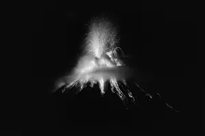 Sparks Prints: Mayon Volcano Erupting at Night