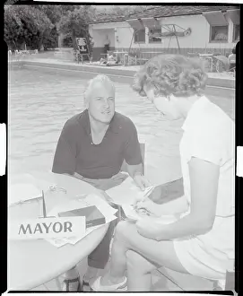 Mayor Charles Farrell by Pool