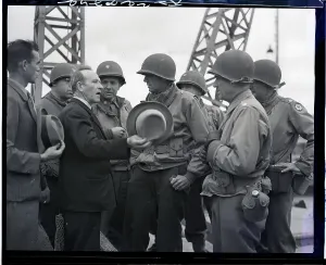 Greeting Prints: Mayor of Cherbourg Greets American Liberators 1944