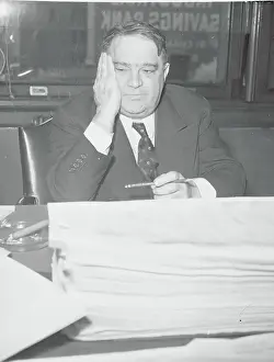 Tiredness Prints: Mayor Fiorello H. La Guardia Touching His Head
