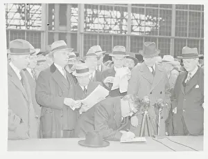 Mayor Fiorello La Guardia During Contractual Meeting with Airline Heads
