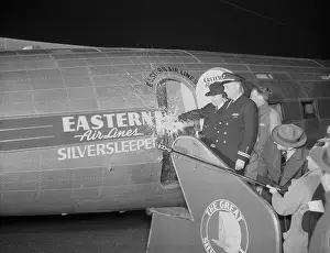 Queens Prints: Mayor Fiorello La Guardia and Officials at Airplane Christening