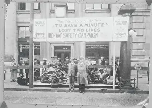 Canton Prints: Mayor and Safety Director Posing in Front of Wrecked Car