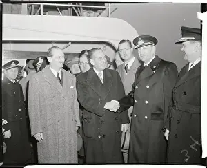 Vincent R Prints: Mayor Shaking Hands with Ship Captain