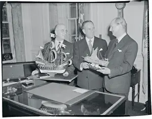 Vincent R Prints: Mayor Vincent Impellitteri Receiving Model Boat