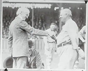 John J Prints: McGraw and Landis Shaking Hands