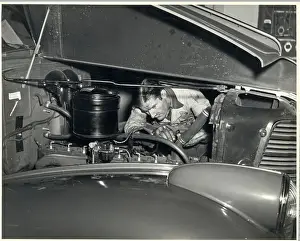 Mechanic Prints: Mechanic Under Hood of 1938 Oldsmobile