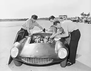 Mechanics Checking the Marquis de Portago's Car