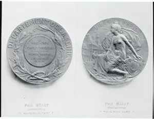 Homage Prints: Medal Commemorating Charles Lindbergh Crossing Atlantic