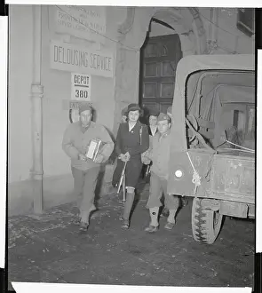 Naples Prints: Medical Unit Members Walking Past Army Vehicle