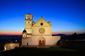 Dome Gallery: Medieval Basilica of St. Francis at sunset, Assisi