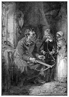 Medieval Crossbow-Maker Showing Children a Crossbow - 15th Century
