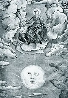 Throne Prints: Medieval Drawing;Sun, Jupiter, Water, Earth