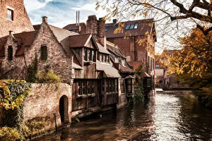 Images Dated 15th November 2018: Medieval house and canal in Bruges