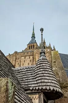 Images Dated 21st December 2012: Medieval house with clapboard of Mont Saint-Michel, Normandy, France