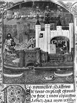 Prints of (Original Caption). View of fifteenth century London, showing the captivity of the Duke of Orleans in the Tower of London. Undated painting Discover the beauty and mystery of the medieval era: Medieval Illustration Of London