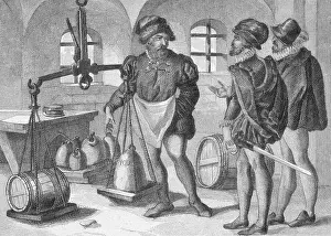 Medieval Merchants Weighing Goods