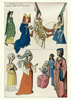 Images Dated 14th December 2019: Medieval women fashion, German Princess french ladies, 15th Century