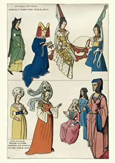 Medieval women fashion, German Princess french ladies, 15th Century