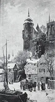 Fortification Prints: Detail of Meissen Castle in Winter