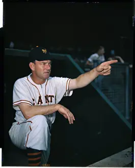 Mel Ott Pointing in Baseball Stadium