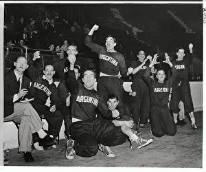 Members of Argentine Olympic Basketball Team Celebrating