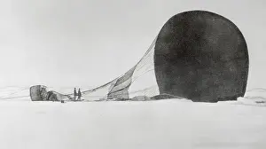 Members of Salomon Andree Expedition with Balloon Remains