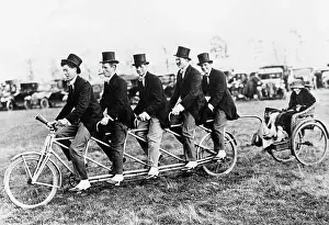 Bicycling Prints: Men on a Bike Pulling a Woman in a Rickshaw
