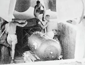 Bomb Prints: Men Around Bomb That Dropped On Hiroshim