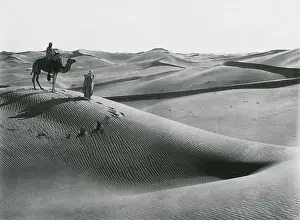Traveler Prints: Men with Camel Traveling the Sahara Desert