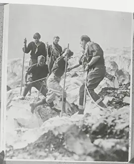 Landforms Prints: Men Canvassing Mount Rainier for Finds