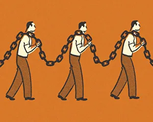 Images Dated 22nd January 2015: Three Men Carrying a Chain