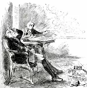 Images Dated 21st August 2017: Two men on chairs in library having disucussion