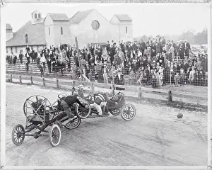 Men Competing in an Auto Polo Game