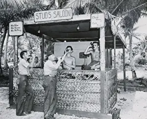 Marshall Islands Prints: Men Drinking Coca Cola At Drink Stand