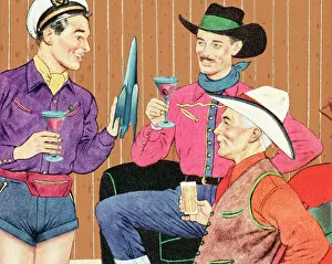 Images Dated 8th January 2015: Three Men Drinking Cocktails