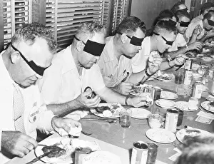 Lunch Prints: Men Eating Lunch Blindfolded