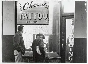 Men Entering Tattoo Parlor