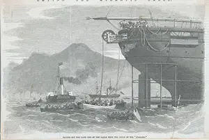 Strategy Prints: Men Extending Cable Line from Ship