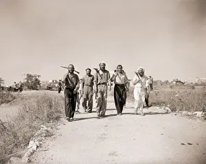 Orthodox Prints: Men with Farm Tools Walk on Road
