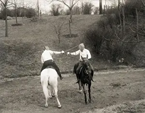 Fencing Prints: Men Fencing on Horseback in Central Park