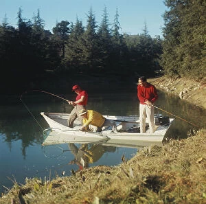 Mid Adult Collection: Men fishing in lake