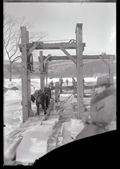 Peekskill Prints: Men Gathering Ice from Frozen Pond