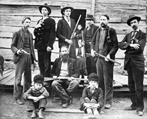 Log Cabin Prints: Men of the Hatfield Family Holding Fire Arms