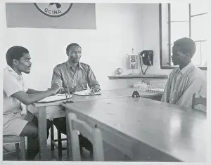 Swaziland Prints: Men Interviewing a Recruit