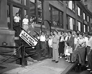 Exiting Prints: Men Leaving Army Induction Center