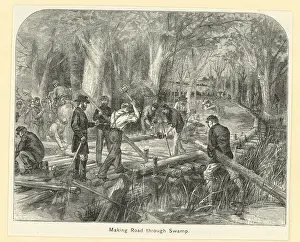 Men Making A Road Through A Swamp